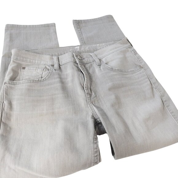 7 For All Mankind Relaxed Skinny W 27 L 25 Gray Jeans Faded - Picture 11 of 14